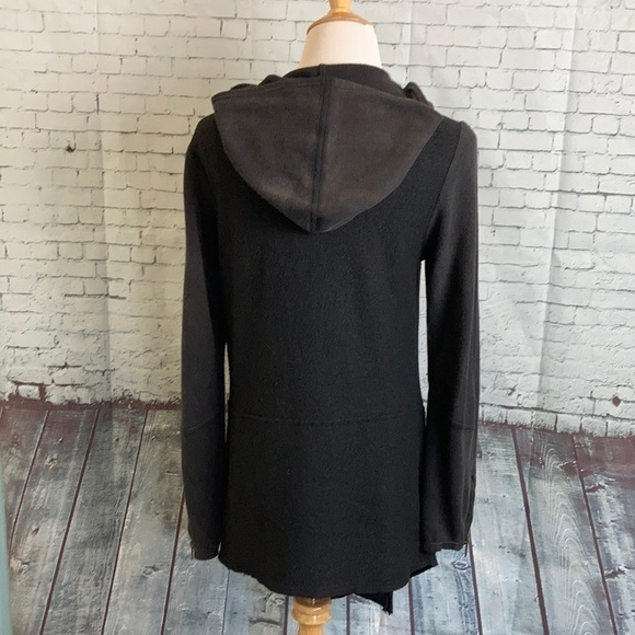 Free People Coat Black Drippy Wool Jacket S Asymmetrical Granola  Boho Festival - Picture 11 of 16